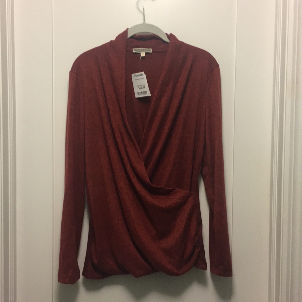 Faux wrap front sweater